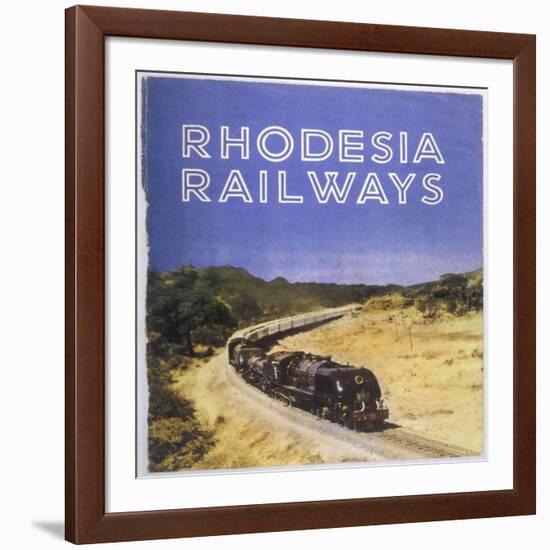 Zimbabwe : a Massive Steam Locomotive Hauls a Long Train across Rhodesia's Wide Open Spaces-null-Framed Photographic Print