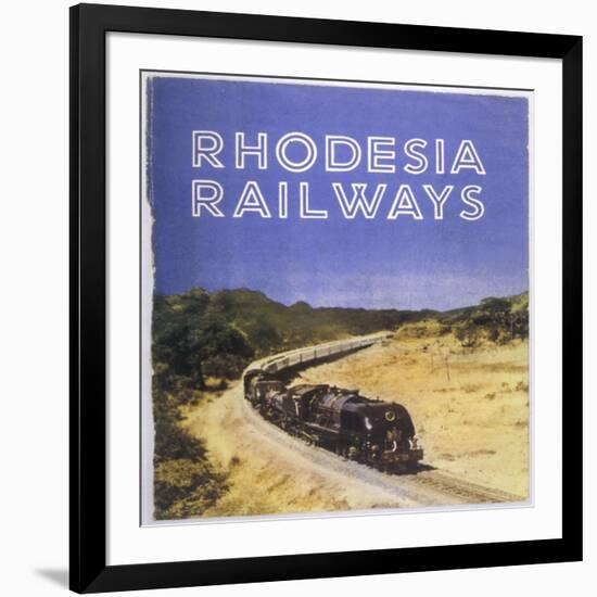 Zimbabwe : a Massive Steam Locomotive Hauls a Long Train across Rhodesia's Wide Open Spaces-null-Framed Photographic Print