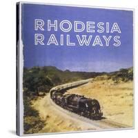 Zimbabwe : a Massive Steam Locomotive Hauls a Long Train across Rhodesia's Wide Open Spaces-null-Stretched Canvas