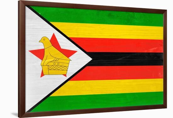 Zimbabwe Flag Design with Wood Patterning - Flags of the World Series-Philippe Hugonnard-Framed Art Print