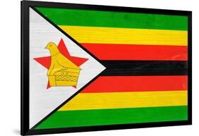 Zimbabwe Flag Design with Wood Patterning - Flags of the World Series-Philippe Hugonnard-Framed Art Print