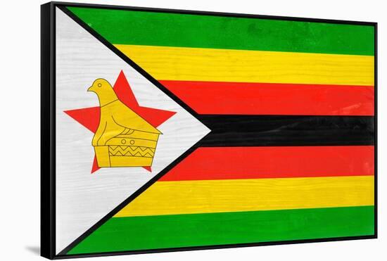 Zimbabwe Flag Design with Wood Patterning - Flags of the World Series-Philippe Hugonnard-Framed Stretched Canvas