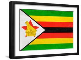 Zimbabwe Flag Design with Wood Patterning - Flags of the World Series-Philippe Hugonnard-Framed Art Print