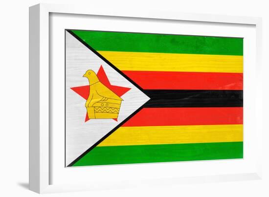 Zimbabwe Flag Design with Wood Patterning - Flags of the World Series-Philippe Hugonnard-Framed Art Print