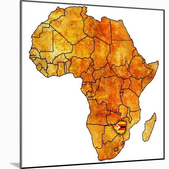 Zimbabwe on Actual Map of Africa-michal812-Mounted Premium Giclee Print