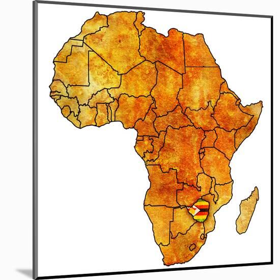Zimbabwe on Actual Map of Africa-michal812-Mounted Art Print