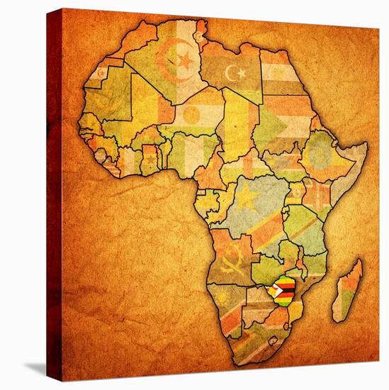 Zimbabwe on Actual Map of Africa-michal812-Stretched Canvas