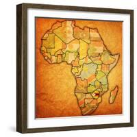 Zimbabwe on Actual Map of Africa-michal812-Framed Art Print