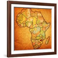 Zimbabwe on Actual Map of Africa-michal812-Framed Art Print