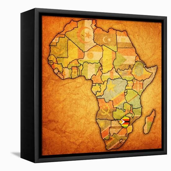 Zimbabwe on Actual Map of Africa-michal812-Framed Stretched Canvas