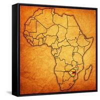 Zimbabwe on Actual Map of Africa-michal812-Framed Stretched Canvas