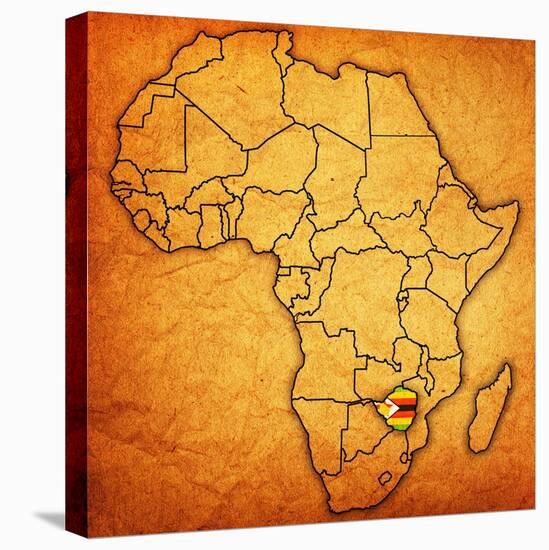 Zimbabwe on Actual Map of Africa-michal812-Stretched Canvas