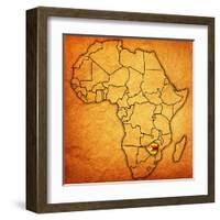 Zimbabwe on Actual Map of Africa-michal812-Framed Art Print