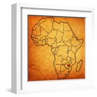 Zimbabwe on Actual Map of Africa-michal812-Framed Art Print