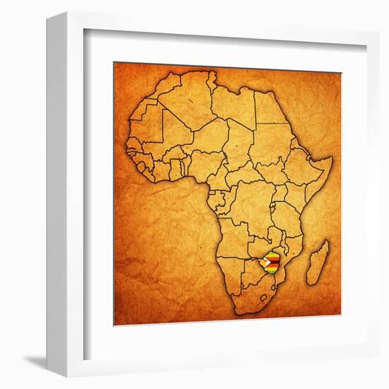 Zimbabwe on Actual Map of Africa-michal812-Framed Art Print