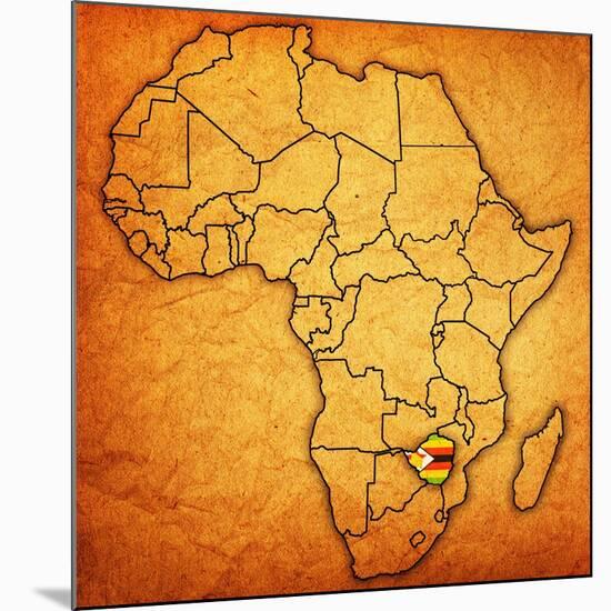 Zimbabwe on Actual Map of Africa-michal812-Mounted Art Print