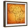 Zimbabwe on Actual Map of Africa-michal812-Framed Art Print