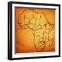 Zimbabwe on Actual Map of Africa-michal812-Framed Art Print