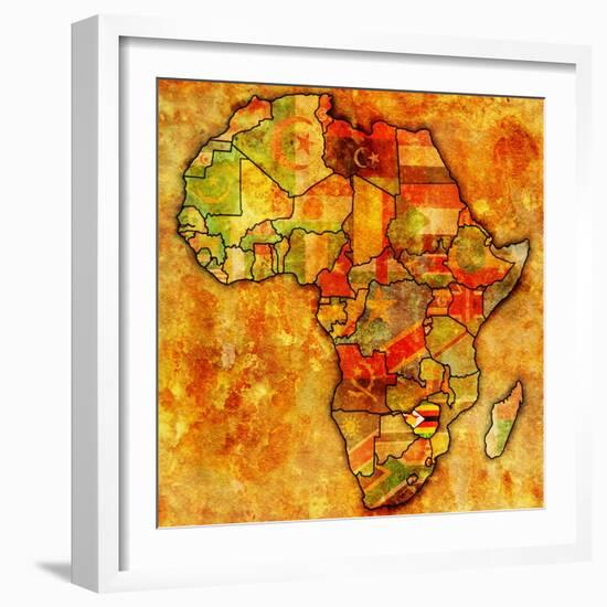 Zimbabwe On Actual Map Of Africa-michal812-Framed Art Print