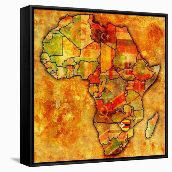 Zimbabwe On Actual Map Of Africa-michal812-Framed Stretched Canvas