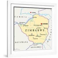 Zimbabwe Political Map-Peter Hermes Furian-Framed Art Print