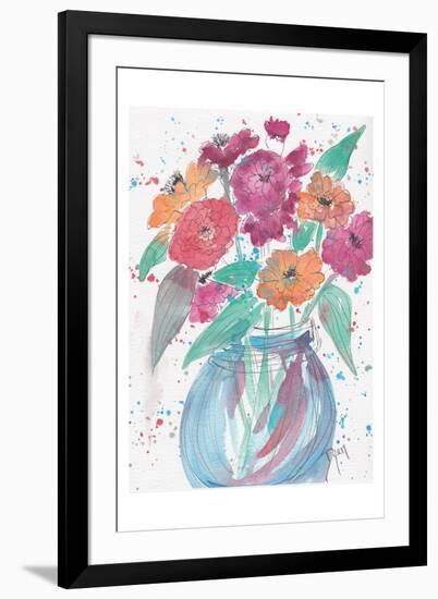 Zinnia Bouquet-Beverly Dyer-Framed Art Print