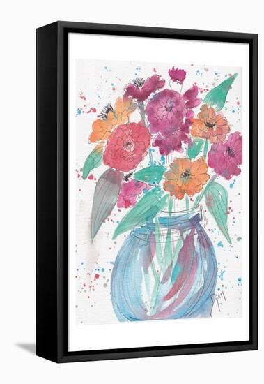 Zinnia Bouquet-Beverly Dyer-Framed Stretched Canvas