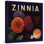 Zinnia Brand - Upland, California - Citrus Crate Label-Lantern Press-Stretched Canvas