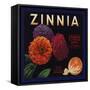 Zinnia Brand - Upland, California - Citrus Crate Label-Lantern Press-Framed Stretched Canvas