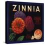 Zinnia Brand - Upland, California - Citrus Crate Label-Lantern Press-Stretched Canvas