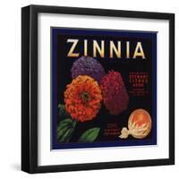 Zinnia Brand - Upland, California - Citrus Crate Label-Lantern Press-Framed Art Print