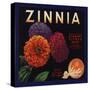 Zinnia Brand - Upland, California - Citrus Crate Label-Lantern Press-Stretched Canvas