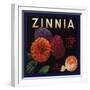 Zinnia Brand - Upland, California - Citrus Crate Label-Lantern Press-Framed Art Print