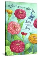 Zinnia Welcome Love-Melinda Hipsher-Stretched Canvas