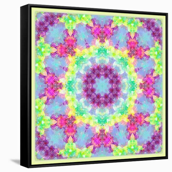 Zinnia with Orchid and Colorful Pop Floral Ornaments, Symmetric Floral Montage, Layer Work-Alaya Gadeh-Framed Stretched Canvas