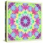 Zinnia with Orchid and Colorful Pop Floral Ornaments, Symmetric Floral Montage, Layer Work-Alaya Gadeh-Stretched Canvas