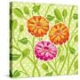 Zinnias II-Patty Young-Stretched Canvas