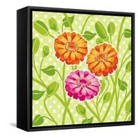 Zinnias II-Patty Young-Framed Stretched Canvas