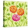 Zinnias II-Patty Young-Stretched Canvas