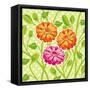 Zinnias II-Patty Young-Framed Stretched Canvas