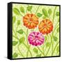 Zinnias II-Patty Young-Framed Stretched Canvas