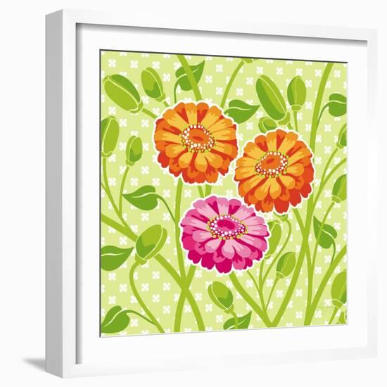 Zinnias II-Patty Young-Framed Art Print