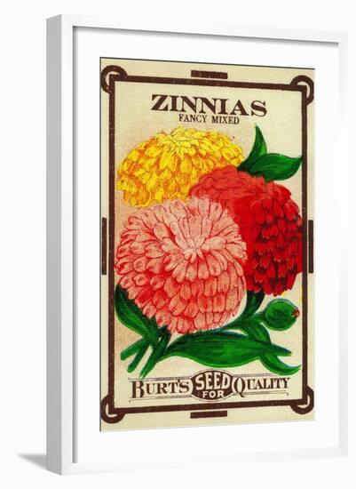 Zinnias Seed Packet-Lantern Press-Framed Art Print