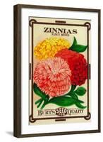 Zinnias Seed Packet-Lantern Press-Framed Art Print