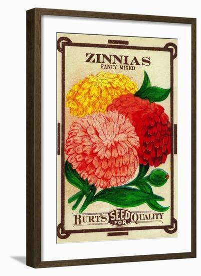 Zinnias Seed Packet-Lantern Press-Framed Art Print