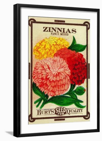 Zinnias Seed Packet-Lantern Press-Framed Art Print