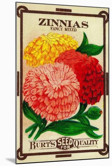 Zinnias Seed Packet-Lantern Press-Mounted Art Print