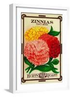 Zinnias Seed Packet-Lantern Press-Framed Art Print