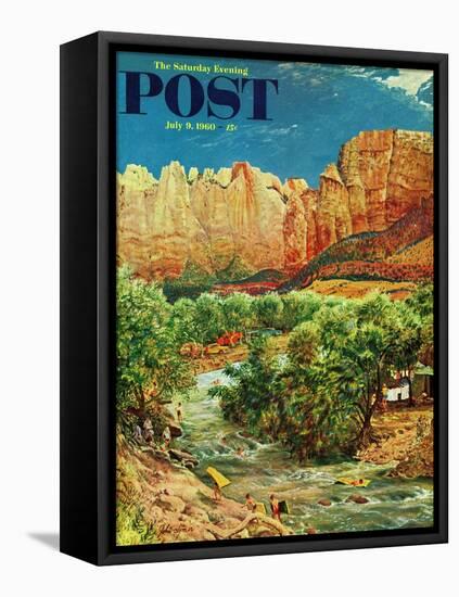 "Zion Canyon," Saturday Evening Post Cover, July 9, 1960-John Clymer-Framed Stretched Canvas