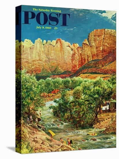 "Zion Canyon," Saturday Evening Post Cover, July 9, 1960-John Clymer-Stretched Canvas